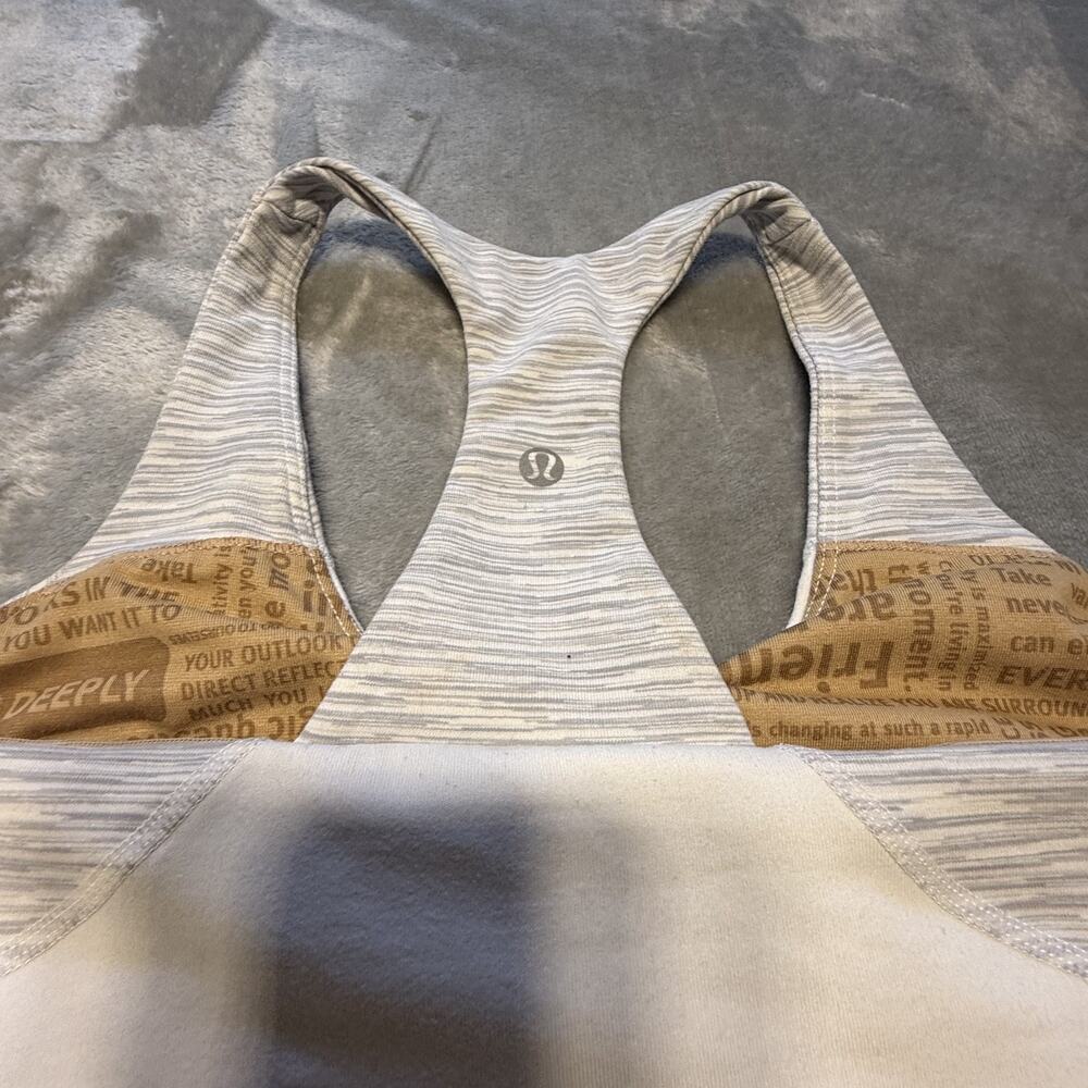 Lululemon Tank Top Womens 6 White Gray Racerback Athletic Yoga Gym Built-In Bra - Picture 6 of 7